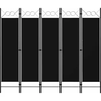 Paraván Paraván 5dílný, černý, 200 x 180 cm