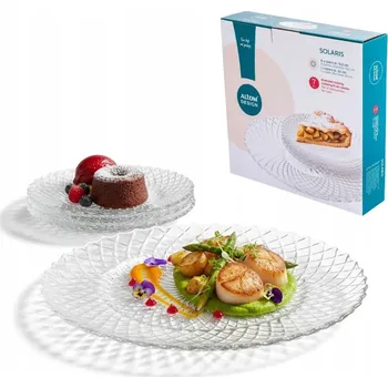 Podnos + sada skleněných talířů na dort pro 6 osob Altom Design Solaris 7 Ks