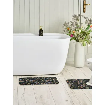 Pokrývka hlavy Sinsay - Sada koupelnových rohožek s květinovým motivem 2 pack - černá - 207HW-99X - 207HW-99X-ONE