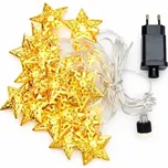 DECOLED LED světelný řetěz 7 m venkovní hvězdičky, teple bílá, 20 diod, čirý kabel IP20, vč. zdroje