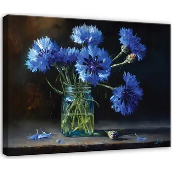 Obraz OBRAZ KVĚTINY VE VÁZE VINTAGE DO LOŽNICE OBÝVACÍHO POKOJE NA PLÁTNĚ 40x30