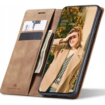 Pouzdro na mobilní telefon Flipové pouzdro Spacecase pro Samsung Galaxy A71, hnědé