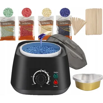 Přípravek na depilaci a epilaci Ohřívač Vosku + tvrdý Vosk 400 g + 20 tyčinek Depilační sada