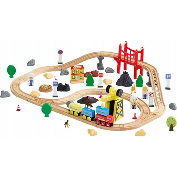 Vláček a vláčkodráha Dřevěná vláčkodráha 70 dílů Stavba/Doprava Hračka Železnice