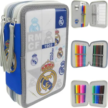 Penál Školní penál s vybavením Real Madrid, třípatrový