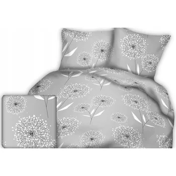 Povlečení Krepové povlečení 220x200, vzor pampelišky v šedé barvě