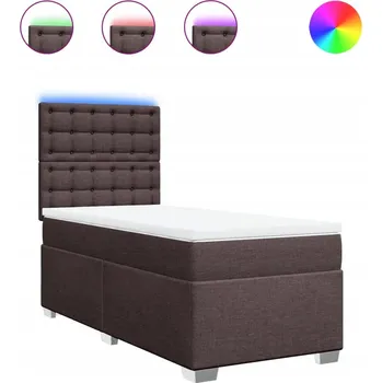 Postel Kontinentální postel s LED, tmavě hnědá, 200 x 100 x 140,5/150,5 cm