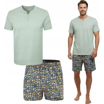 Pánské pyžamo Pánské bavlněné pyžamo – tričko s krátkým rukávem a šortky, XXL Pako Jeans