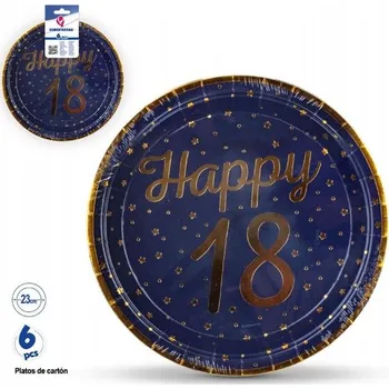 Talíř Elegantní papírové talířky na 18. narozeniny