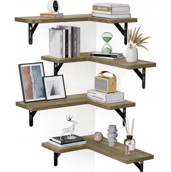 police Nástěnné police dřevěné regály závěsné police dřevěná police ve tvaru L 4 ks