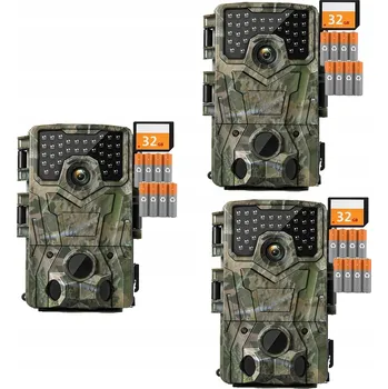 IP kamera 3x Lesní kamera s IR nočním viděním pro lov a pozorování zvěře + 32GB karta a baterie