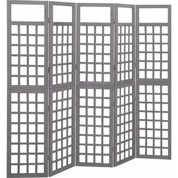 Paraván Skládací Paraván / Treliáž z masivního jedlového dřeva, šedý, 201,5 x 180 cm
