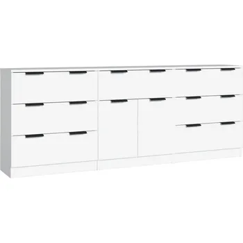 Komoda Bílá skříňka z dřevotřísky se zásuvkami, 60 x 30 x 70 cm