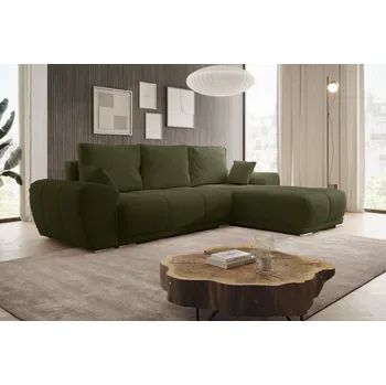 Sedací souprava Rozkládací rohová sedačka KAMILA zelená