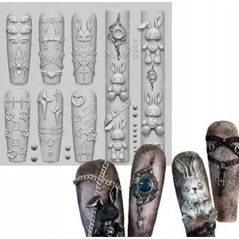 Forma na pečení Silikonová forma Králíci Punk Mold 3D DIY pro zdobení nehtů