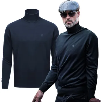 Pánský svetr Pako Jeans Klasický svetr rolák pánský svetr elastický tmavě modrý rolák velikost M