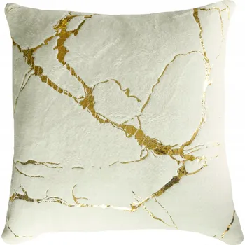 Povlak na polštářek Dekorační povlak na polštář 45x45 Ecru zlatý mramorový vzor měkký plyšový