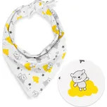 Dětský bavlněný šátek Sandra SA-725 Medvídci na žluto-šedých mráčcích na bílém 70 x 70 cm