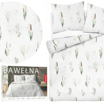 Povlečení Elegantní bavlněné povlečení 160x200 Kłosy bílá béžová 71A