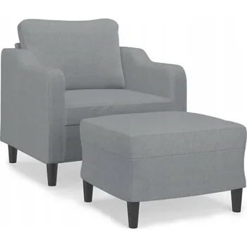 Křeslo Křeslo s podnožkou, světle šedé, 60 cm, potažené látkou