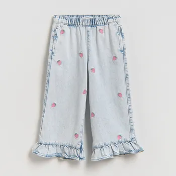 Reserved - Džíny straight s výšivkou - modrá - 853HN-05J - 853HN-05J-92