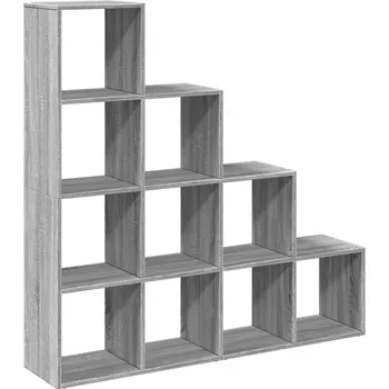 Knihovna VidaXL Regál / Dělící stěna, 4 police, šedá dub Sonoma, 131,5x29x131,5 cm