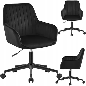 Kancelářská Otočná Židle Velurové křeslo K Psacímu Stolu Toaletní stolek Černá sametová barva