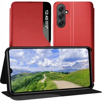 Pouzdro na mobilní telefon Flipové pouzdro RCBR pro Samsung Galaxy A15 4G / 5G / LTE WINDOW CASE červené (červená)