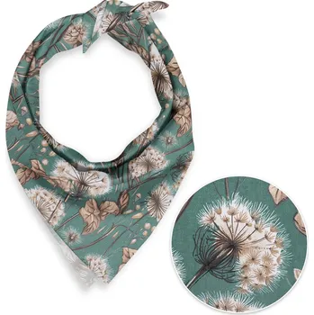 Šátek Bavlněný šátek Sandra SA-716 Podzimní pampelišky na zeleném 45 x 45 cm