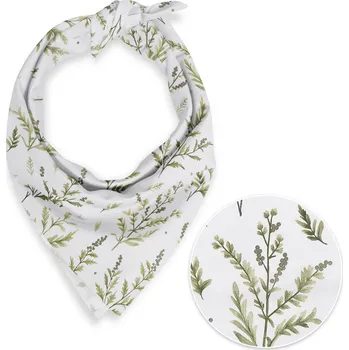 Šátek Bavlněný šátek Sandra SA-718 Zelené natě bylinek na bílém 45 x 45 cm