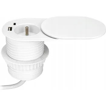 Elektrická zásuvka Orno Zásuvka do pracovní desky zapuštěná s posuvným krytem a USB nabíječkou A+C, bílá