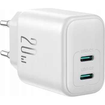 SÍŤOVÁ NABÍJEČKA 2X USB-C 20W PD QC 3.0 BÍLÁ
