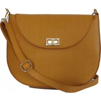 Vera Pelle kabelka kožená kabelka přes rameno z pravé kůže hnědá