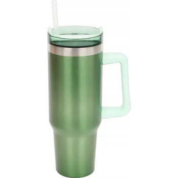 Termoska TERMOHRNEK SE SLÁMKOU ZELENÁ METALICKÁ s UCHEM 1100ML