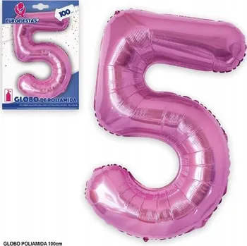 Balónek Ouda Party - Metrový růžový balónkový číslice 5