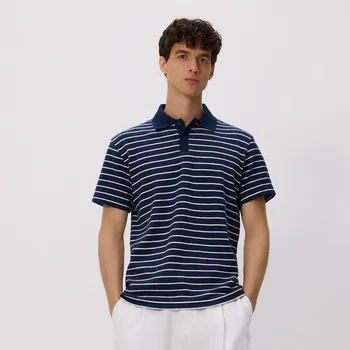 Reserved - Pruhované polo tričko comfort - tmavomodrá - 271EF-59X - 271EF-59X-XXL