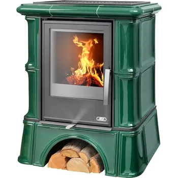 Krbová kamna Kachlova kamna ABX Bavaria L I Litinová vložka, kachlový sokl zelená Flaschengrün