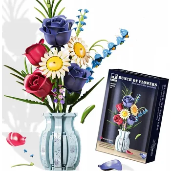 ostatní stavebnice STAVEBNICE KVĚTINY KYTICE VĚČNÉ ROSTLINY OKRASNÉ S VÁZOU 787 KUSŮ