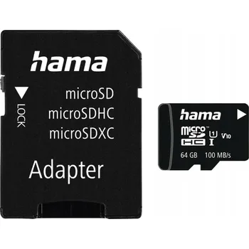 Paměťová karta Paměťová karta Hama MSDXC 64 GB 80MB/s microSD + SD adaptér
