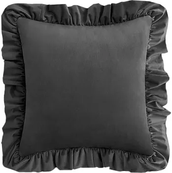 Povlak na polštářek Dekorační povlak na polštář z VELURU s volánkem 40x40 Grafitová (měkký)