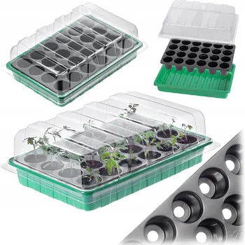 Skleník MINI SKLENÍK MINISKLENÍK SKLENÍK 24 BUNĚK SADBOVÁ DESKA PRO PŘEDPĚSTOVÁNÍ