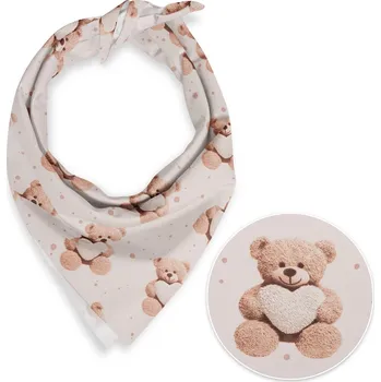 Šátek Dětský bavlněný šátek Sandra SA-721 Medvídci se srdíčky na pudrově růžovém 45 x 45 cm