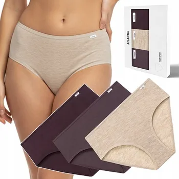 Dámské spodní prádlo X3 Dámské Kalhotky Maxi ATLANTIC 3CLP-011 Bavlněné Klasické Kalhotky - XXL