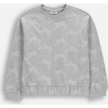 Pánská mikina Mikina Dívčí Tepláková Bez Kapuce s Mašličkami Šedá 134 Mokida WM6