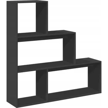 Knihovna Regál s přihrádkami, 3 police, černý, 123x29x123 cm