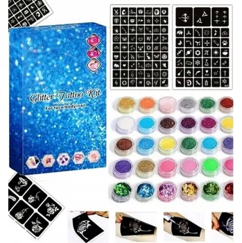 Tetování SADA NA VÝROBU GLITROVÝCH TETOVÁNÍ ŠABLONY OMYVATELNÉ GLITRY PRO DĚTI