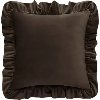 Povlak na polštářek Dekorační povlak na polštář z VELURU s volánkem 40x40 Hnědý (soft)
