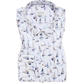 Pánská košile Košile Eterna Slim Fit Print s tištěným vzorem plachetnice velikost: 43, délka rukávu: dlouhý rukáv