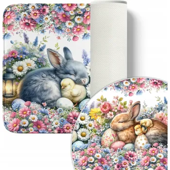 Koupelnová předložka KOUPELNOVÁ PŘEDLOŽKA 45X75 CM MĚKKÁ PROSTISKLUZOVÁ PODLOŽKA Velikonoce ZAJÍC 0383