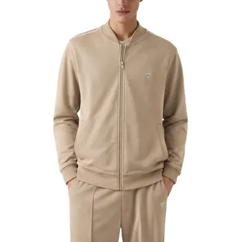 Pánská mikina GUESS Béžová pánská rozepínací mikina Truck Interlock M5YQ04KCBR2 G1FE L